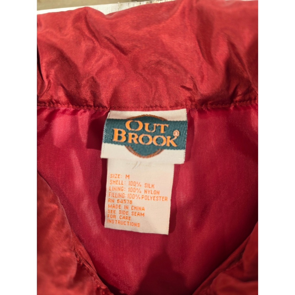 Out Brook Womens Vintage Red 100% Silk Quilted Jacket and Pants Tracksuit Set M - Picture 3 of 9